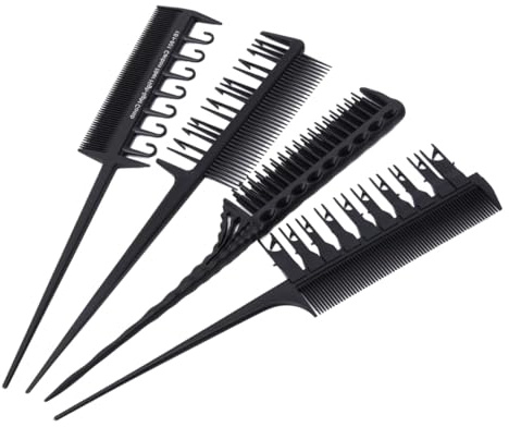 Veemoon 4stücke Teiliges Kammset für Haarfärbung mit Strähnenkamm und Haartönungskamm für Friseure Hause aus Robustem Material Schwarz