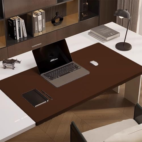Schreibtischunterlage mit Lederkanten, verlängerte Maus, Laptop-Matte, wasserdichte Schreibblöcke mit Kantenschutz für Zuhause, Büro, Arbeitszubehör (Braun, 100 x 50 cm)
