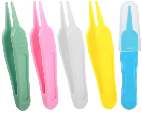 5 Pcs Nose Cleaning Tweezers, 5 Colors Baby Nose Picker with Round Plastic Head for Babys Care Comfortable Effective Noses Picker Tool Baby for Cleaning Ear Canals Nasal Umbilical Dirt