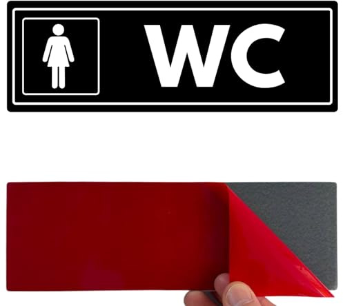 LEIASA | Señal Baño Mujer - 7,5x23 cm - Acrílico - Aseo Femenino Señoras | Cartel WC Damas, Placa Servicios Sanitarios, Rótulo Lavabo, Pegatina Metacrilato Adhesivo Puerta
