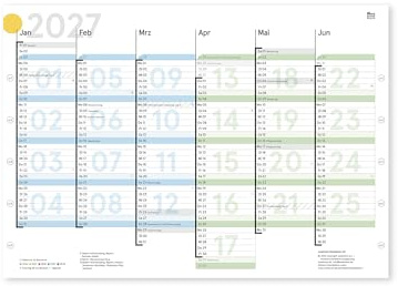 weekview Tafelkalender KW-optimiert DIN A5 farbig, Tafelplaner mit Ferien & Feiertagen, Jahreskalender, Wandkalender | 12 Monate mit klarer Kalenderwoche (A5, 2027)