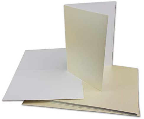45x Klappkarten blanko mit Umschlag - DIN A6 / C6 Creme matt glänzend - Faltkarten A6 10,5 x 14,7 cm mit Briefumschläge C6 11,5 x 16 cm - Karten Umschlag Set von Glüxx Agent