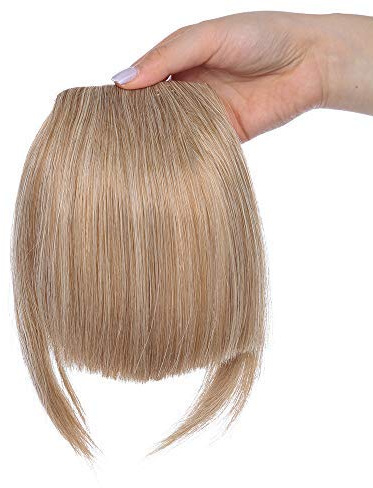 SEGO Clip in Pony Haarteil Extensions Fringe Bangs One Piece In Front Hair Verlängerung wie Echthaar Hellaschbraun Mix Gebleichtes Blond-1