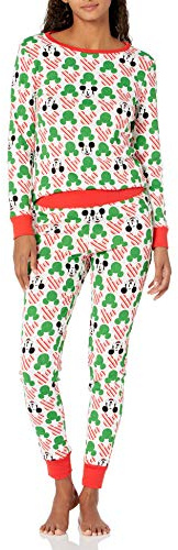 Amazon Essentials Disney | Marvel | Star Wars Set di Pigiama da Notte Attillati in Cotone Donna, Mickey - Womens Snug-fit, M