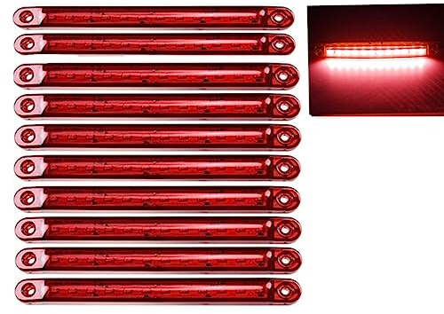 EONYUANGUO Indicateur de lumière latérale, 10pcs LED Truck Side Lights 12 SMD LED Side Marker Indicator Light Front Rear Side Light Position Lamps 24V for Auto (rouge)