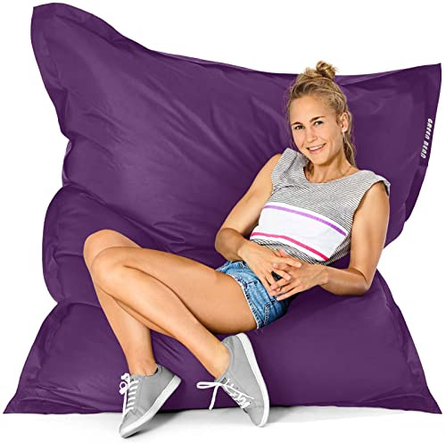 Green Bean© Indoor Pouf 120x160cm 270L Enfants & Adultes Bean Bag Remplissage de Perles EPS Pouf Géant Grand Lavable Résistant aux Intempéries Lounge Chair Coussin de Siège Repos Sol Mauve