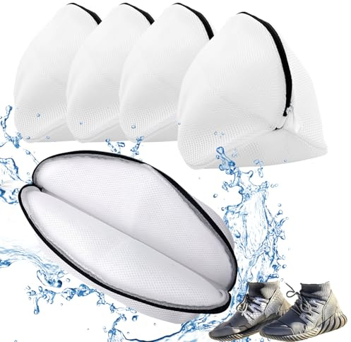 Wäschenetz Schuhe Für Waschmaschine, 4 Stück Schuhwaschbeutel Groß Wäschebeutel Für Schuhe Sneaker/Socken/Bh/Unterwäsche Schuhbeutel Waschmaschine Mit Reißverschluss Schuhe Wäschesack