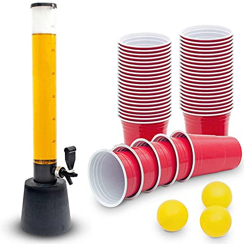 Torre de cerveza de 3,5 litros con grifo para fiestas (1 torre de cerveza + 50 vasos)