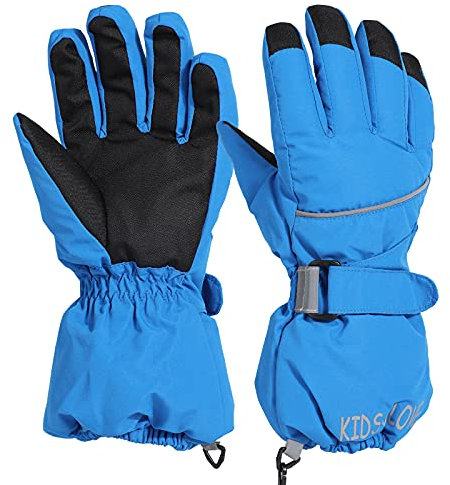 QKURT Kinder Skihandschuhe, Snowboard Handschuhe Schneehandschuhe wasserdichte und Winddichte Winter Fäustlinge für 4-14 Jahre Mädchen und Jungen Skifahren Snowboard Reiten Laufen Wandern Radfahren