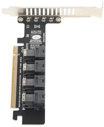 PCIe X16 auf 4 Port U.2 Adapterkarte - U.2 NVMe SFF 8643/8639 Split-Erweiterungskarte, Unterstützt PCIe 4.0 und 2U-Gehäuse