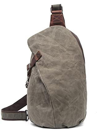FANDARE Vintage Brusttasche Leinwand Schultertasche Herren Sling Chest Bag Beidseitig Umhängetasche für Outdoor Sport Wandern Radfahren Reisen SchultertascheGrün