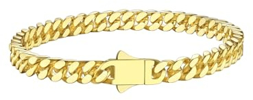 Richsteel Pulsera Cadena Cubana Hombre Acero Inoxidable 5mm/7mm/9mm/12mm Ancho Pulseras Cubanas Cadenas Eslabones con Cierre de Presión Joyas de Hombres Mujeres 19cm/21cm/23cm