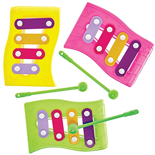 Baker Ross FX886 Mini Xylophones - Pack of 3, Small Musical Toys for Kids Party Bags