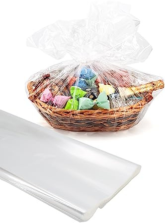 Fogli Cellophane Trasparenti per Confezioni 100x130 cm, 25 pz, carta trasparente per cesti regalo