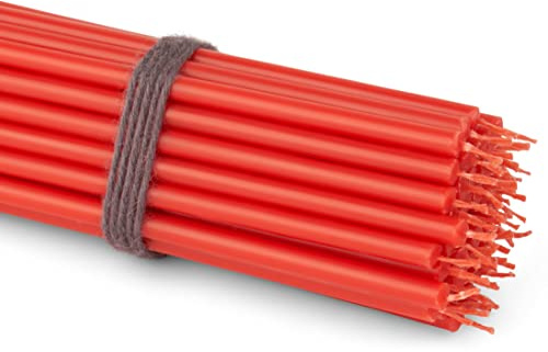 NKlaus Stabkerzen für Kerzen Paraffinwachs, Rot, 16 cm 50x, 50 Stück | rußfrei; tropffrei; lange Brenndauer; ritual kerzen; dünne kerzen; ritualkerzen