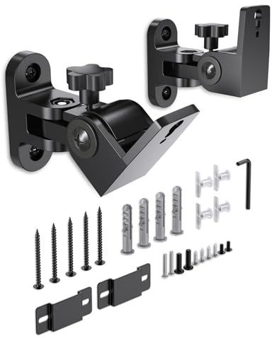 Surround Rear Speaker Wall Mount, Up to 32 lbs, Swivel and Tilt, 2 Pack | Zinc Alloy Mount, Fits Keyhole and Thread Hole, for Small Bookshelf Speakers, Works with Klipsch, LG, Polk, Sony and More