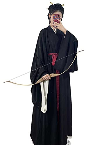 Disfraz tradicional chino de la antigua dinastía Han Hanfu con cinturón, traje largo para fiesta de Halloween, Negro, M