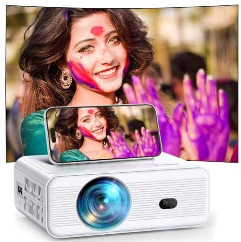 Mini Beamer mit WiFi und Bluetooth, AMEELA 1080P Beamer für Video, ±40° Trapezkorrektur, 50%-100% Zoom, Heimkino, tragbarer Projektor kompatibel mit TV Stick, USB, Laptop, HDMI, iOS, Android (1080P)