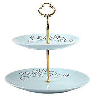 VIRAZE Tortenständer Snackständer Keramik Kuchengitter Obstständer Platzierung Snack Snack Tablett (Color : Gold, Size : Two Layers)