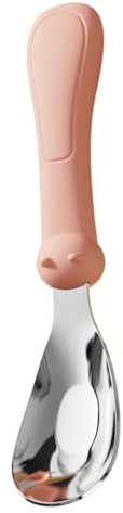 Babylöffel aus Metall, Babylöffel aus Edelstahl, Trainingslöffel mit Silikongriff, Sicherheits-Babylöffel aus Edelstahl, Baby-Led-Entwöhnungszubehör, Lebensmittelutensilien