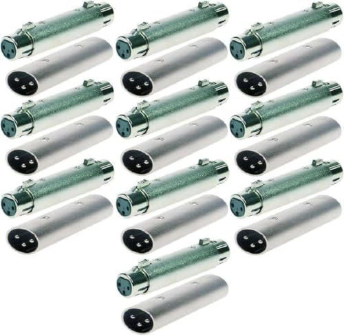 Adam Hall 10 Sets Connectors Ganzmetall Adapter Verbinder Konverter - XLR 3 pol Female Kupplung auf XLR 3 pol Female Kupplung Buchse + XLR Stecker auf XLR Stecker