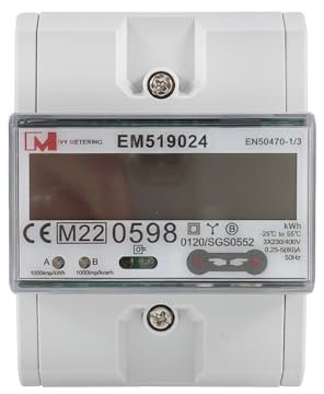 Ivy EM519024 Modbus MID Stromverbrauchszähler, 3 Phasen IR & RS485 RTU 5(80A) kWh Din Rail Smart Meter, Multi-Tarif Digital Energy Monitor