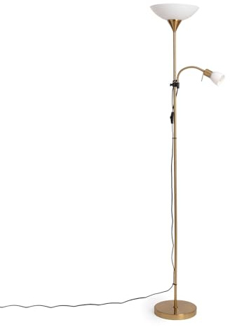 LEDKIA LIGHTING Stehlampe Metall und Glas mit Leselicht Ussel Gold E14,E27