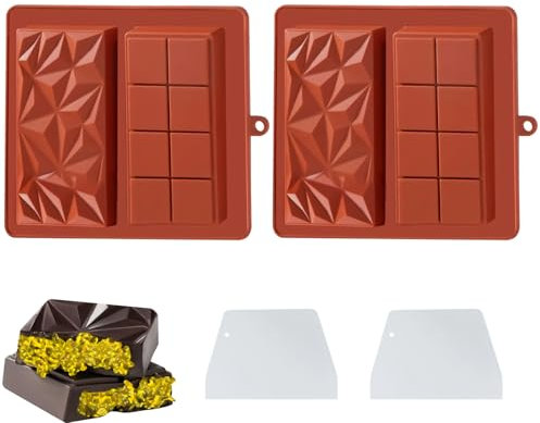 Schokoladenform Silikon Tief, 2 Stück Silikonform Schokolade, Schokoladentafel Form, Antihaftbeschichtung für DIY Schokolade Praline Süßigkeiten (D)