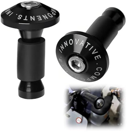 Wonvify Embouts de Guidon de Moto, 1 Paire CNC Aluminium pour Universel 22mm 7/8, Poignée Moto Extrémités Coulissantes Bouchon, Accessoire Indispensable pour Poignée Moto, Noir