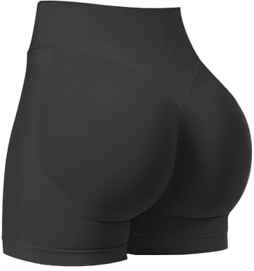 JN JANPRINT Womens Running Gym Cycling Shorts Hidden Scrunch Bum Butt Lifting High Waisted 4.5 Seamless Booty Shorts Black