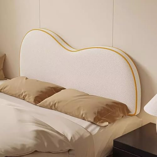 Gleedipre Französischer Stil Wolke Nachttischkissen abnehmbar Anti-Stoß weiche Verpackung Nachttisch Dekoration große Rückenlehne(Weiß+Gelb,180x65cm)