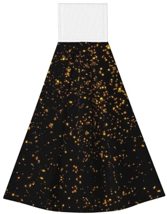 Salviette per le mani in velluto corallo con carta da parati nera e oro - Panni per la pulizia da appendere per cucina, bagno, auto, campeggio - Strofinacci assorbenti