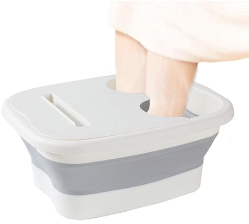 König Design faltbare Fußbadewanne mit Massagefläche, platzsparend & temperaturbeständig, 21 Liter – Grau