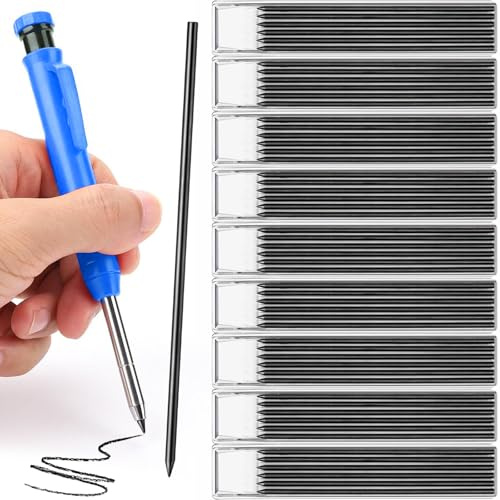 TXXATX 54 Pcs Pencil Refills 2.8mm Pencil Lead Solid Carpenter Refills Black Deep Hole Marker for Architect Construction Building Joiners Replacement Woodworking Marking Scribe Tools Drawing