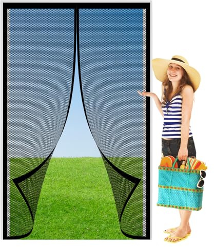 Zanzariere Magnetiche per Porte Finestre su Misura 85 x 208 cm Installazione Senza Fori Zanzariere Magnetiche per Balcone Soggiorno, Nero