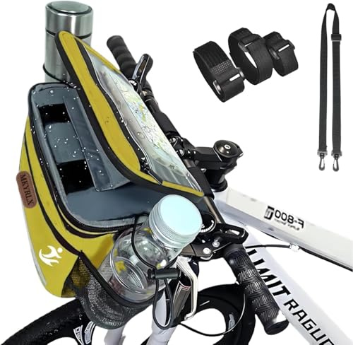 MKYRLX Bolsa térmica para manillar de bicicleta, 5 litros, almuerzo, resistente al agua, soporte para teléfono