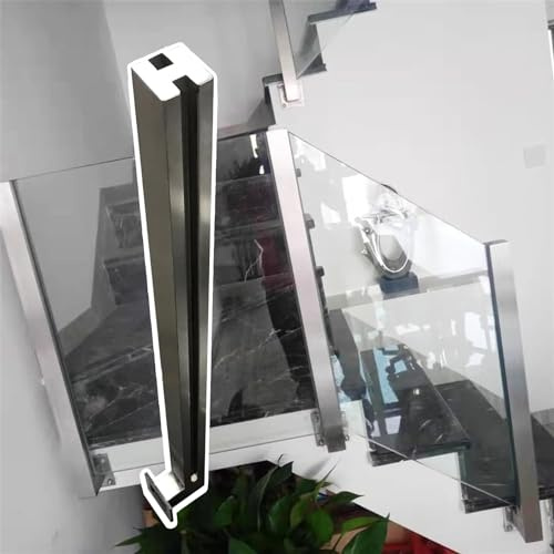 Poteaux de balustrade en verre et acier inoxydable – Ensemble de balustrade à montage latéral pour escaliers intérieur/extérieur, couloirs, balcons, terrasses – Poteau moyen, hauteur réglable
