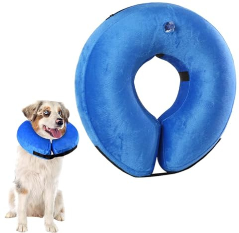 1 Stück Halskrause Hund & Katze, Hundekragen Leckschutz, aufblasbarer Halskragen weich nach OP und Kastration, Schutzkragen, Kragen für Hunde und Katzen,Schutzkragen Hund mit Verstellbarer Schnalle
