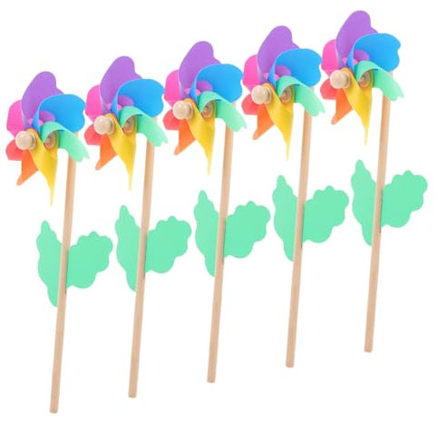 UPKOCH 5pcs Colorful Windmill Pinwheel Garden Decor for Vibrant Outdoor Decoration for Parties Events Material for Lawn Garden