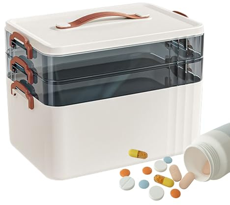 Caja organizadora de medicamentos multicapa, contenedor de almacenamiento transparente de varios niveles, compartimento apilable para píldoras, kit clasificador diario de tabletas, de archivo