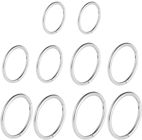 YIIWONI 8 Pièce Titane Piercing Nez Anneaux,Acier Chirurgical Piercing Nez Anneaux pour Femmes Hommes,Oreille Helix Conch Tragus Daith Rook Boucles d'oreilles 6mm/8mm/10mm/12mm