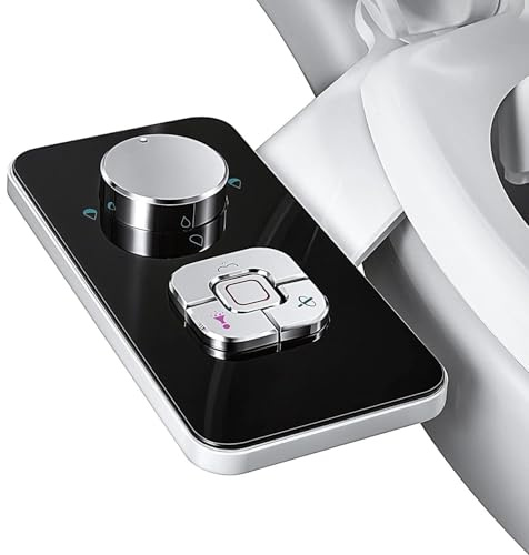 Fixation de Bidet Ultra Mince Japonaise Toilette Bidet Bouton Poussoir Réglable pour Eau Froid Bidet Kit Abattant wc Pulvérisateur Bidet Lave Fesse et Hygiène Intime Femme