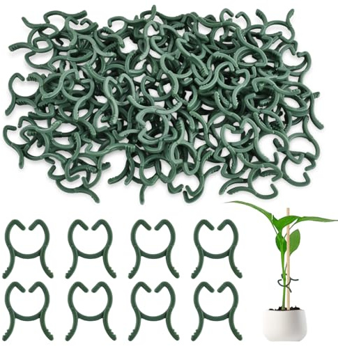 DIELOVEHUA 100 Stück Klein Pflanzenclips Grün, Pflanzenclips, Pflanzenklammern Klein, Pflanzen Clips für Kletterpflanzen, Tomatenclips, Wiederverwendbar, für Unterstützen Pflanzen Obstgemüse Blumen