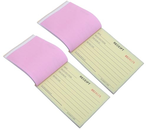 Mikikit Carnet de Factures 2 Pièces 14,6 X 10,5 Cm Papier Épais Numéroté Consécutivement Bloc-notes de Reçus Paiement et Bons de Commande pour Petites Entreprises Usage Bureau et Commerce