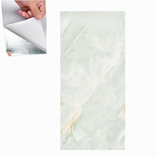 Sightday 10 piastrelle adesive da parete effetto marmo, 60 x 30 cm, piastrelle autoadesive per bagno, piastrelle decorative impermeabili per pareti bagno, cucina, soggiorno, camera da letto (verde)