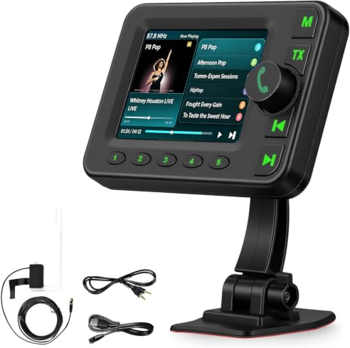 Adaptateur Radio Numérique Dab Dab+ avec 10 Touches de Fonctions Rapides pour autoradio - Écran LCD 2,8 Pouces avec Bluetooth Musique - Lecteur de Musique Dab Adaptateur récepteur Aux Entrée/Sortie
