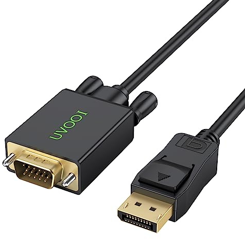 Display Port to VGA Cable 6FT, DisplayPort DP to VGA Male Adapter Cord Gold-Plated Compatible for Dell, HP Lenovo, ASUS and More