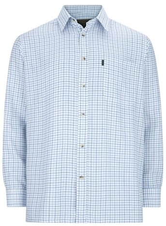 Walker and Hawkes - Murton Easy Care Country skjorta för män, BLÅ, XL