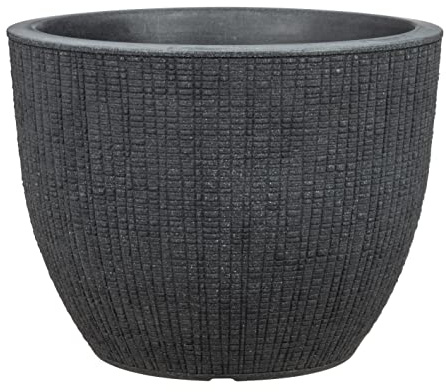 Scheurich Barceo 47, Pflanzgefäß/Blumentopf/Pflanzenkübel, rund, Farbe: Stony Black, hergestellt mit recyceltem Kunststoff, 10 Jahre Garantie, für den Außenbereich