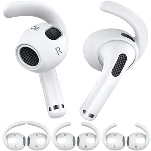 AHASTYLE AirPods 3 Ganci Auricolari Antiscivolo Gommini Auricolari Accessori 3-Paia (S+M+L) [Borsa Aggiuntiva] Compatibile con Apple AirPods 3 2021 (Bianca)